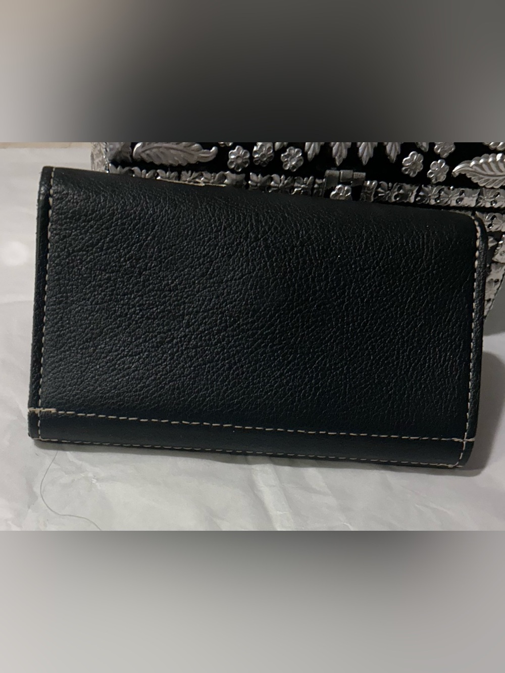 Harley-Davidson Black Leather Wallet with Cream Embroidery - Picture 3 of 11